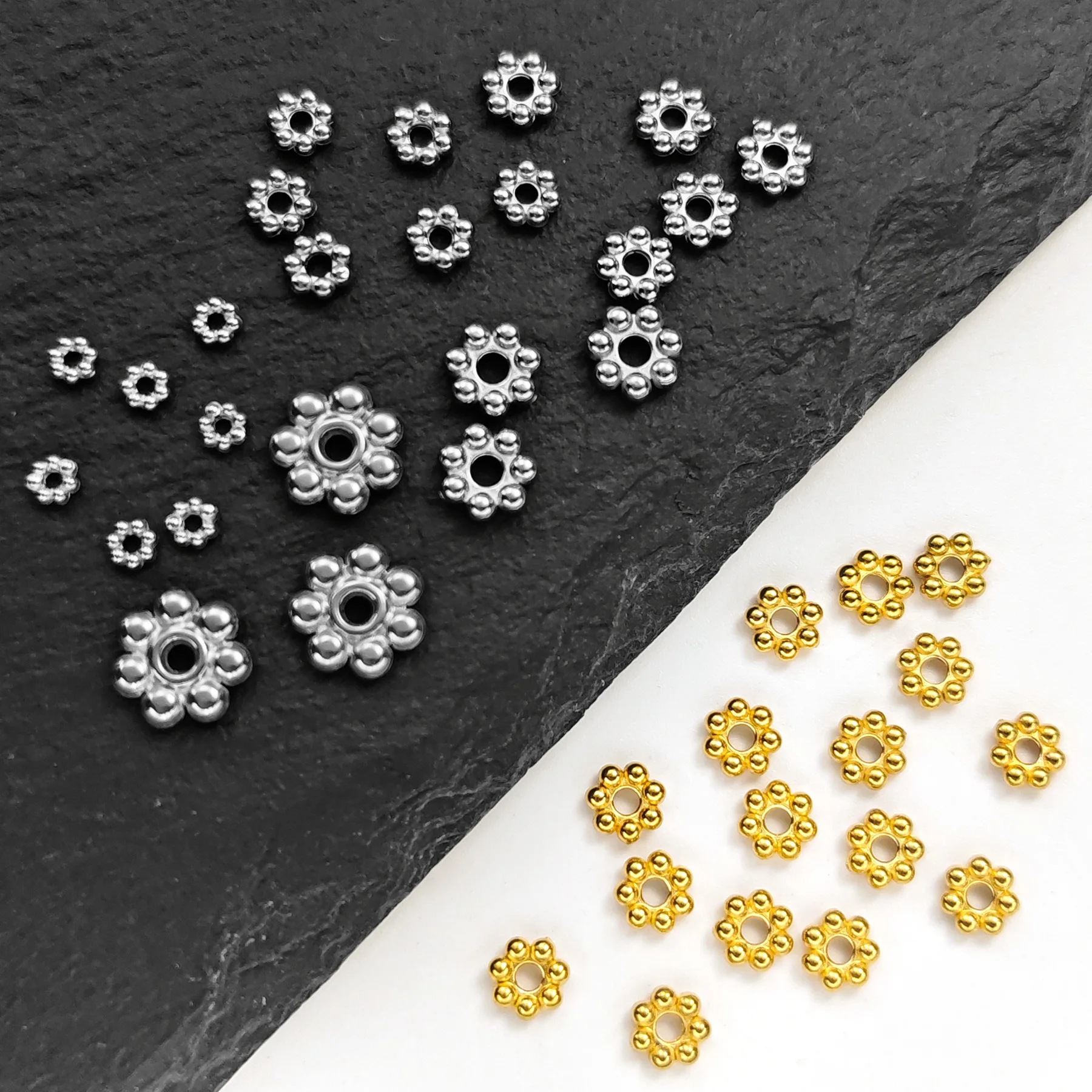 20Pcs/lot PVD Gold Snowflake Separators for Beads Stainless Steel DIY Crafts Materials Jewelry Making Bracelet Accessories
20Pcs/lot PVD Gold Snowflake Separators for Beads Stainless Steel DIY Crafts Materials Jewelry Making Bracelet Accessories