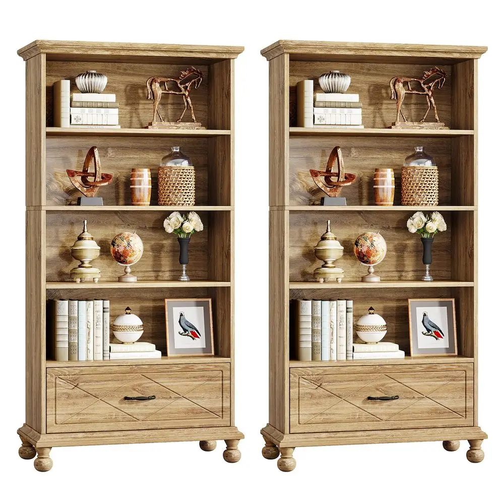 6Shelf Bookcase Set of 2, 71 Inch Tall Floor Standing Bookshelf with Drawer and Solid Wood Legs, 6Tier Large Display Storage Bo
6Shelf Bookcase Set of 2, 71 Inch Tall Floor Standing Bookshelf with Drawer and Solid Wood Legs, 6Tier Large Display Storage Bo