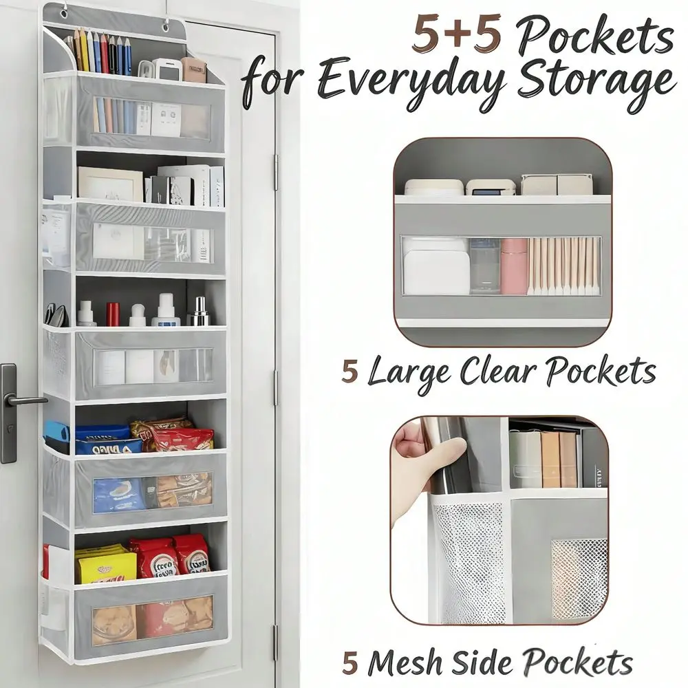 Hanging Storage Organizer With 10 Extra Large Side Pockets, AntiTilt Design 44 Lb HeavyDuty CapacityMultiPurpose Over The Door
Hanging Storage Organizer With 10 Extra Large Side Pockets, AntiTilt Design 44 Lb HeavyDuty CapacityMultiPurpose Over The Door