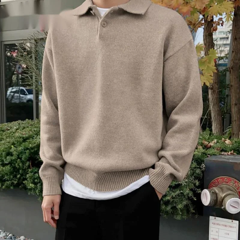 Korean New Chic Men's Lapel Pullovers Autumn Winter New Loose Long Sleeve Sweater Vintage Kinttwear Knitting Tops 9DS121
Korean New Chic Men's Lapel Pullovers Autumn Winter New Loose Long Sleeve Sweater Vintage Kinttwear Knitting Tops 9DS121