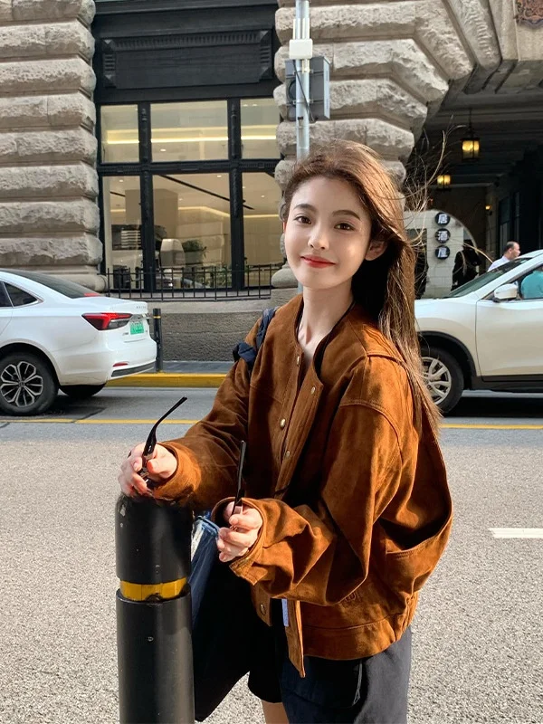 Browan Loose Short Jacket Women's round Neck Vintage American Style Fall Outerwear Cotton Long Sleeve Regular Sleeve Type
Browan Loose Short Jacket Women's round Neck Vintage American Style Fall Outerwear Cotton Long Sleeve Regular Sleeve Type