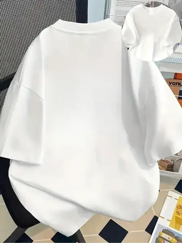 Camiseta blanca Unisex para parejas, mujeres y hombres, Camiseta de algodón informal de gran tamaño para niñas, camiseta de Color sólido, camiseta negra transpirable, ropa ventilada