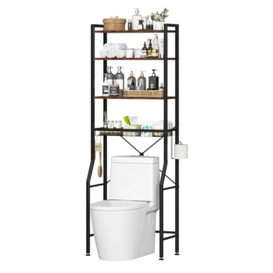 Over-The-Toilet Storage Rack 4-Tier Durable Bathroom Organizer Shelf with Paper Holder 3 Hooks Basket Adjustable Cabinet for Ro
Over-The-Toilet Storage Rack 4-Tier Durable Bathroom Organizer Shelf with Paper Holder 3 Hooks Basket Adjustable Cabinet for Ro