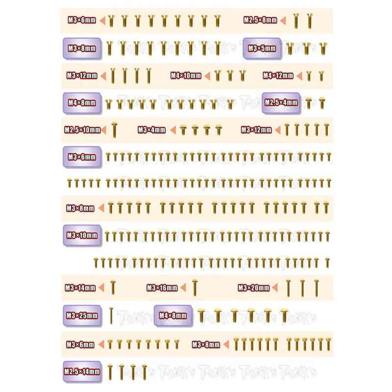 Original T works GSS-CPGT Gold Plated Steel Screw Set 235pcs.( For Capricorn GT )ssional Rc part
Original T works GSS-CPGT Gold Plated Steel Screw Set 235pcs.( For Capricorn GT )ssional Rc part