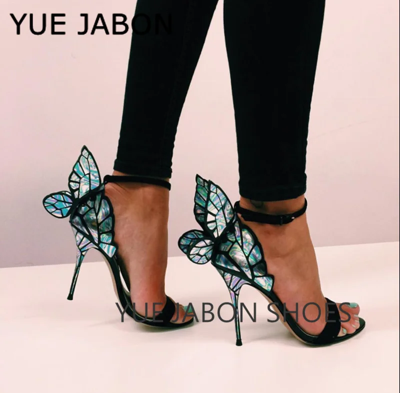 Summer Mixed Color Butterfly Wings Ornaments Embellished Sandals Ankle Strap Tower Buckle Stilettos Elegant Evening Dress Shoes
Summer Mixed Color Butterfly Wings Ornaments Embellished Sandals Ankle Strap Tower Buckle Stilettos Elegant Evening Dress Shoes