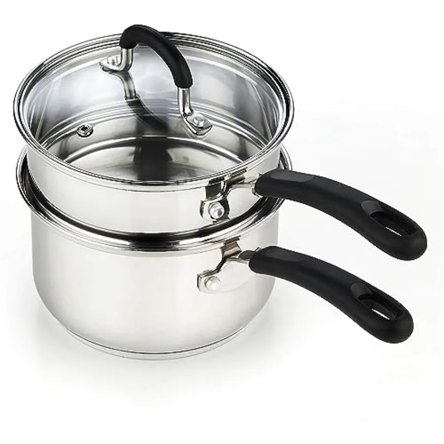 Professional Double Boiler Saucepan 2-Quart, 18/10 Stainless Steel Steam Melting Pot for Butter Chocolate Cheese, Tempered Glas
Professional Double Boiler Saucepan 2-Quart, 18/10 Stainless Steel Steam Melting Pot for Butter Chocolate Cheese, Tempered Glas