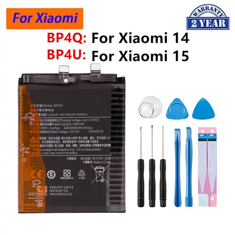 Brand New BP4Q BP4U Battery For Xiaomi 14 / Xiaomi 15 Phone Replacement Batteries+Tools