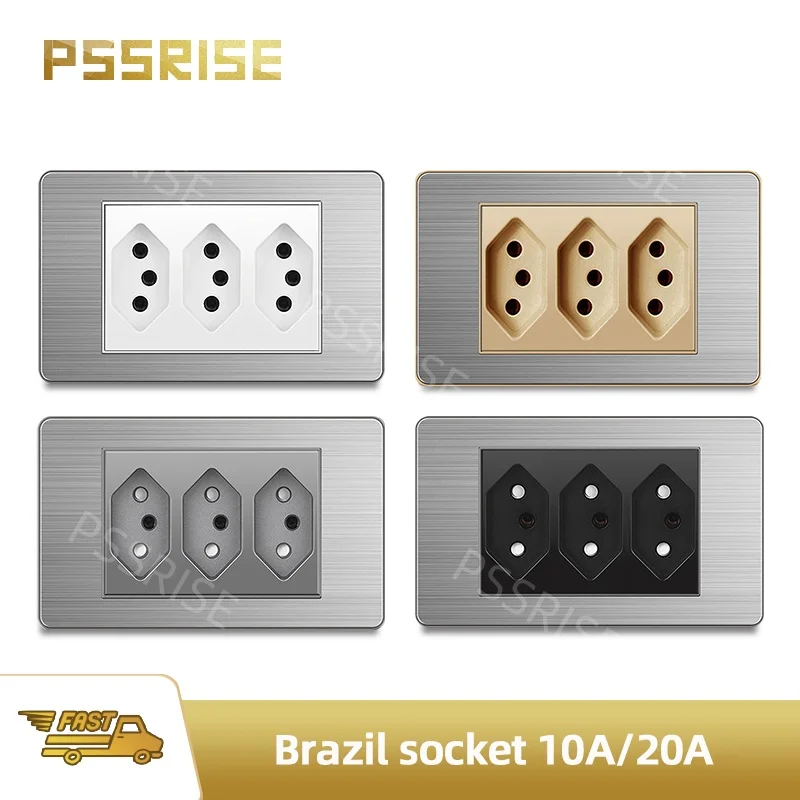 PRSSRISE Stainless Panel Brazil Standard Sockets 3 gangs 3 Pins Wall Outlets Power Electrica Home Office Electrical Plug 10A 20A
PRSSRISE Stainless Panel Brazil Standard Sockets 3 gangs 3 Pins Wall Outlets Power Electrica Home Office Electrical Plug 10A 20A
