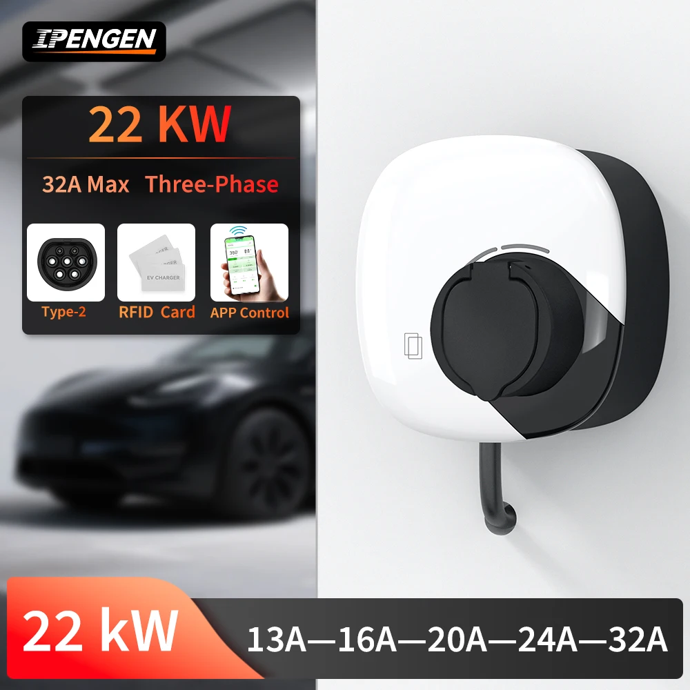 IPENGEN Type2 EV Charger Station 22kw EV charger 32A 3Phase Wallbox electric vehicle Charger Station IEC62196 With App Control
IPENGEN Type2 EV Charger Station 22kw EV charger 32A 3Phase Wallbox electric vehicle Charger Station IEC62196 With App Control
