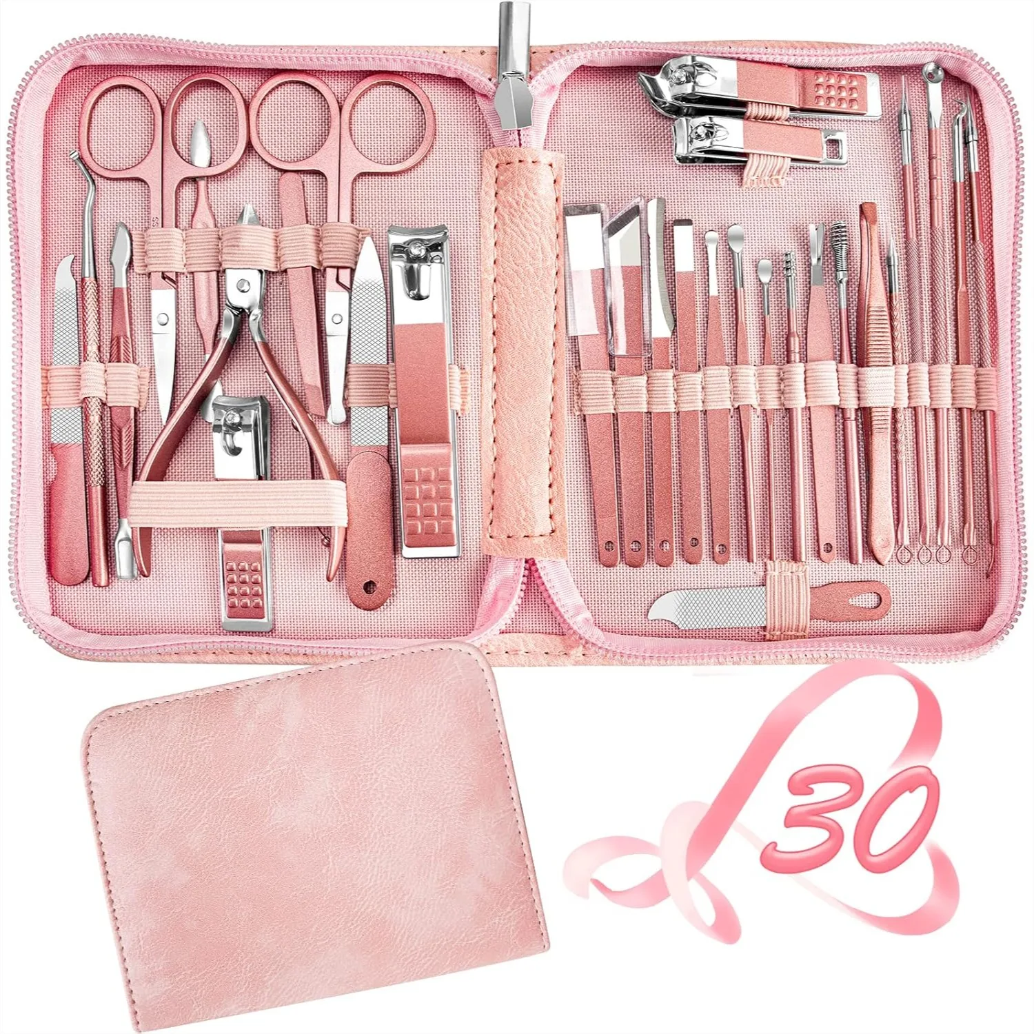 30 in 1 Manicure Set, Nail Clipper Kit with Leather Case, Professional Fingernail & Toenail Tools for Travel
30 in 1 Manicure Set, Nail Clipper Kit with Leather Case, Professional Fingernail & Toenail Tools for Travel