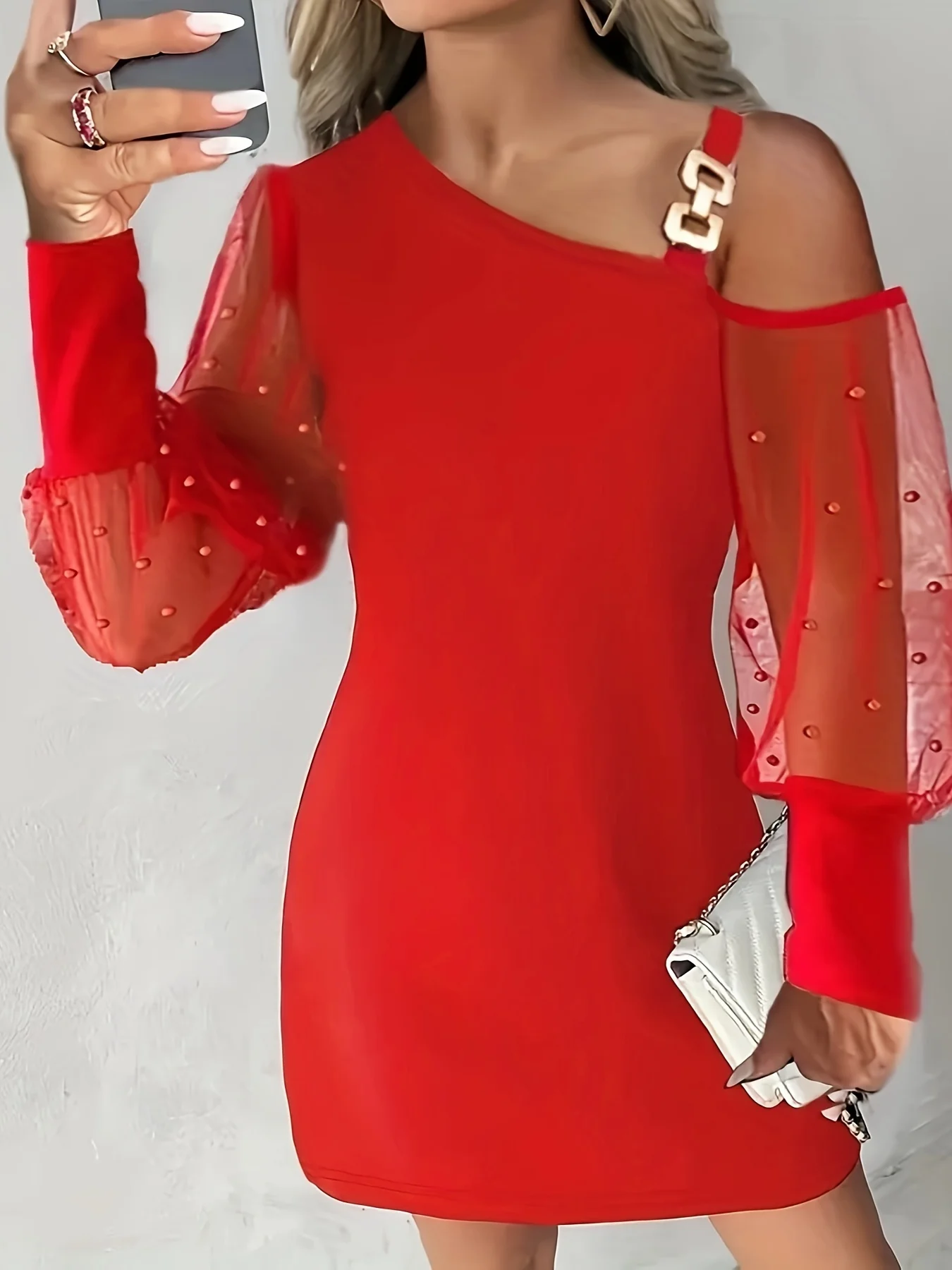 Sweet and Fresh Style Women's Dress 2023 Autumn Winter Solid Color Sheer Beaded Single Shoulder Solid Color Temperament Dress
Sweet and Fresh Style Women's Dress 2023 Autumn Winter Solid Color Sheer Beaded Single Shoulder Solid Color Temperament Dress