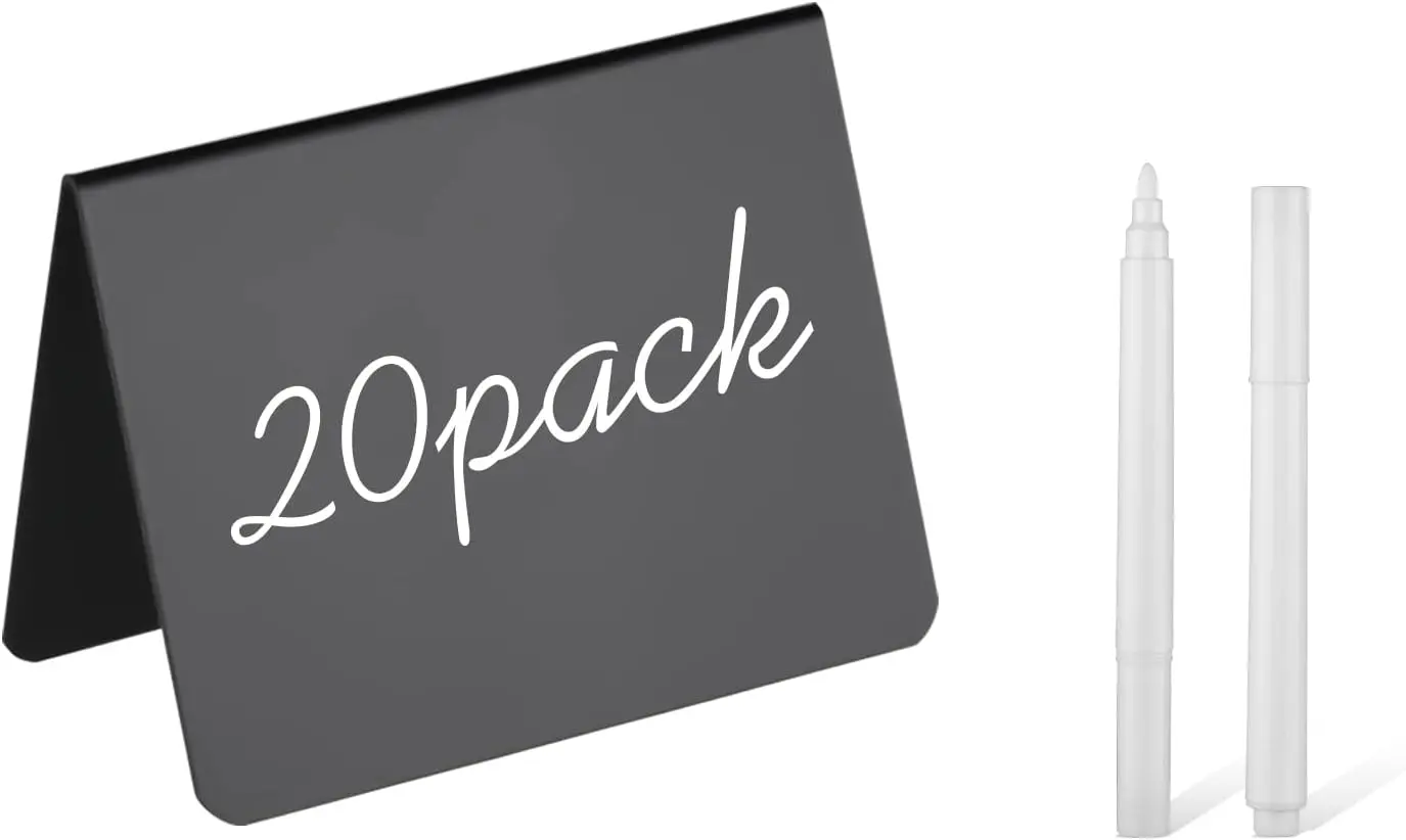 20 Pack Mini Chalkboard Signs 4x3 Inch for Food Buffet Wedding Bakery Table Place Cards, Reusable Plastic with 2 Markers
20 Pack Mini Chalkboard Signs 4x3 Inch for Food Buffet Wedding Bakery Table Place Cards, Reusable Plastic with 2 Markers