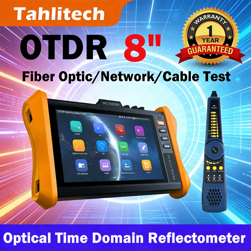 Tahlitech 8" OTDR Tester Optical Time Domain Reflectometer Built-in OLS/OPM/VFL/LED/Event Map Fiber Optic and Network Cable Test
Tahlitech 8" OTDR Tester Optical Time Domain Reflectometer Built-in OLS/OPM/VFL/LED/Event Map Fiber Optic and Network Cable Test