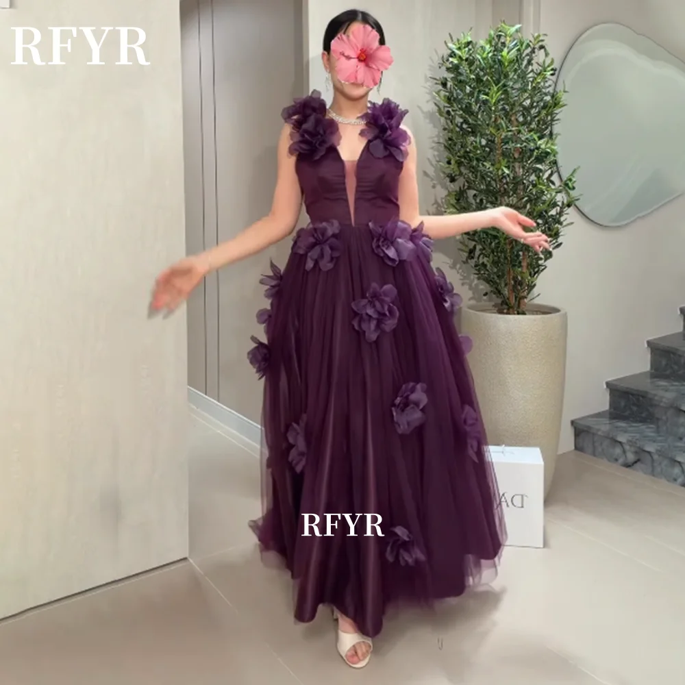 RFYR Purple Evening Dress 3D Flowers Prom Gown Sexy V Neck Party Gowns A Line Celebrity Gala Dress for Princess Customized
RFYR Purple Evening Dress 3D Flowers Prom Gown Sexy V Neck Party Gowns A Line Celebrity Gala Dress for Princess Customized