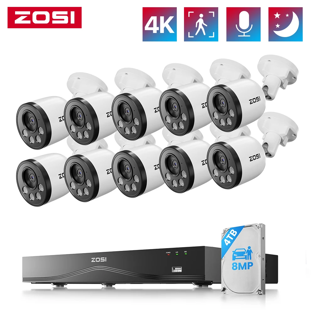 ZOSI 16CH 4K Security Cameras System 16Port 32-Channel NVR 4TB HDD 24/7 Recording 8MP Outdoor Indoor Surveillance PoE Cameras
ZOSI 16CH 4K Security Cameras System 16Port 32-Channel NVR 4TB HDD 24/7 Recording 8MP Outdoor Indoor Surveillance PoE Cameras