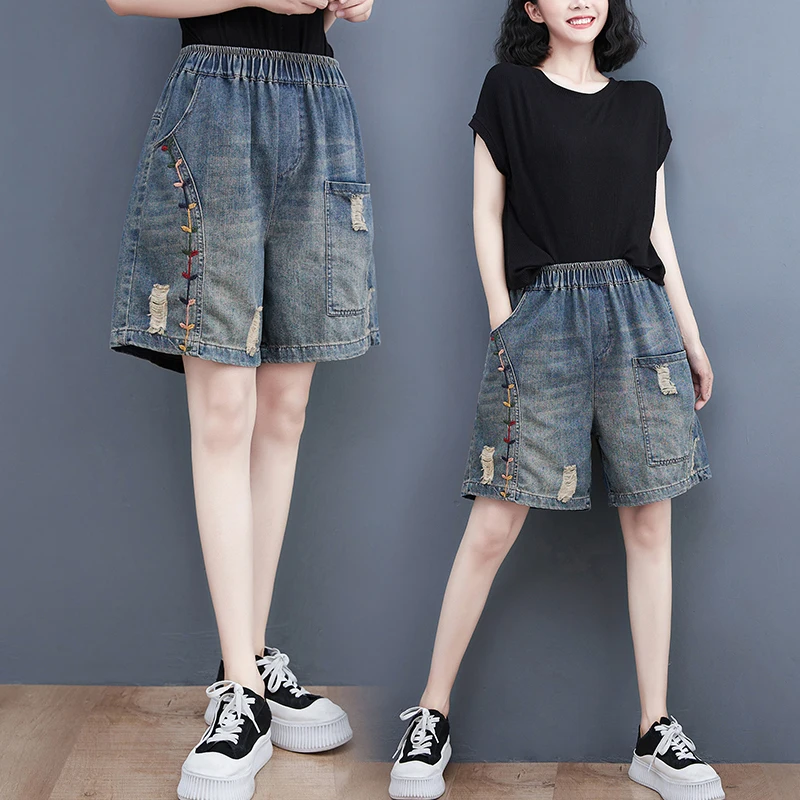 New Women Fashion High Waisted Denim Shorts Vintage Hole Summer Casual Pocket Short Jeans Ladies Hotpants Shorts 2024 F153
New Women Fashion High Waisted Denim Shorts Vintage Hole Summer Casual Pocket Short Jeans Ladies Hotpants Shorts 2024 F153