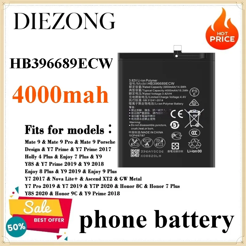 New HB396689ECW 4000mah Battery for Huawei Mate 9/Enjoy 7P/Enjoy 9P/Honor 9C/P40 Lite E
New HB396689ECW 4000mah Battery for Huawei Mate 9/Enjoy 7P/Enjoy 9P/Honor 9C/P40 Lite E