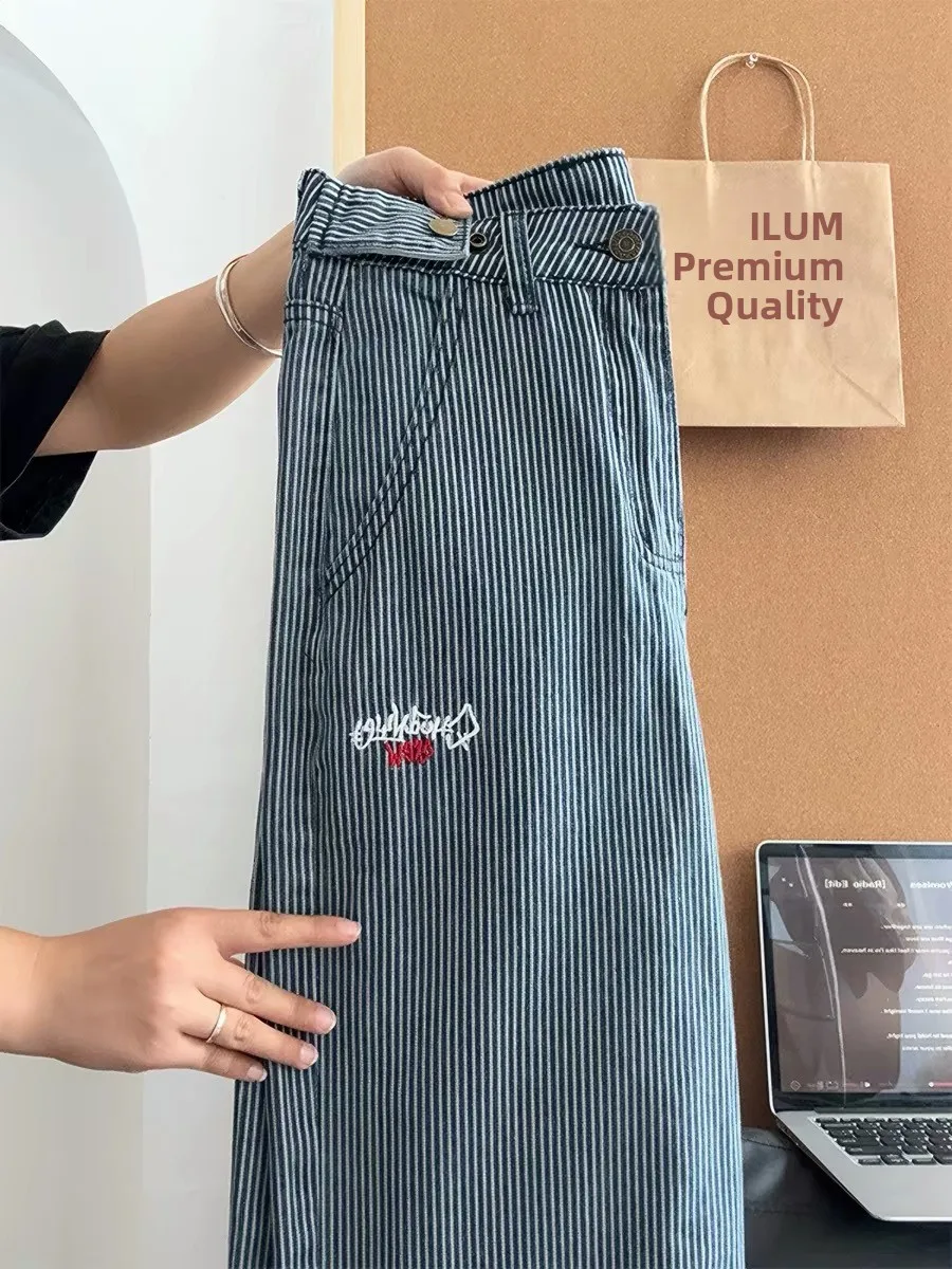 Adjustable Waist Stripe Wide Leg Pants Women Summer Thin New Vertical Stripe Knife Floor Length Casual High Waist Jeans
Adjustable Waist Stripe Wide Leg Pants Women Summer Thin New Vertical Stripe Knife Floor Length Casual High Waist Jeans