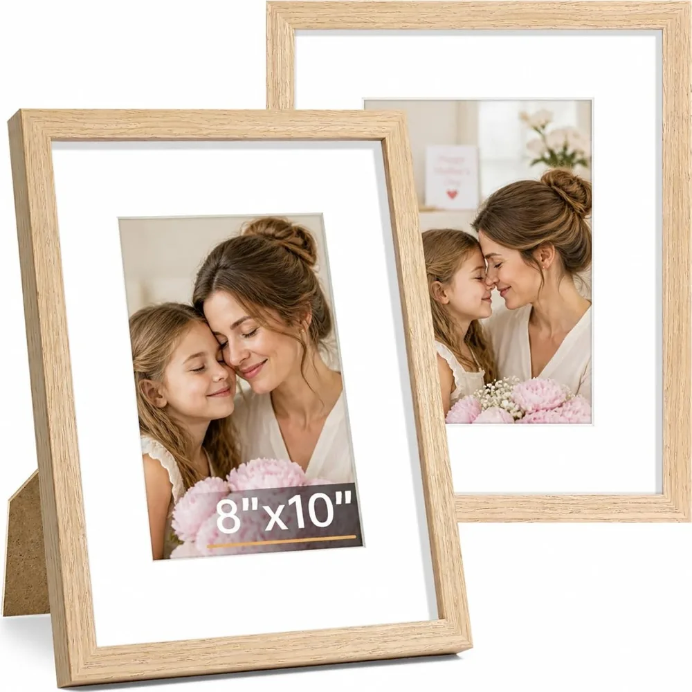 Two Solid Wood 8x10 Picture Frames for Wall or Tabletop Display 5x7 with Mat or 8x10 Without Natural Finish
Two Solid Wood 8x10 Picture Frames for Wall or Tabletop Display 5x7 with Mat or 8x10 Without Natural Finish