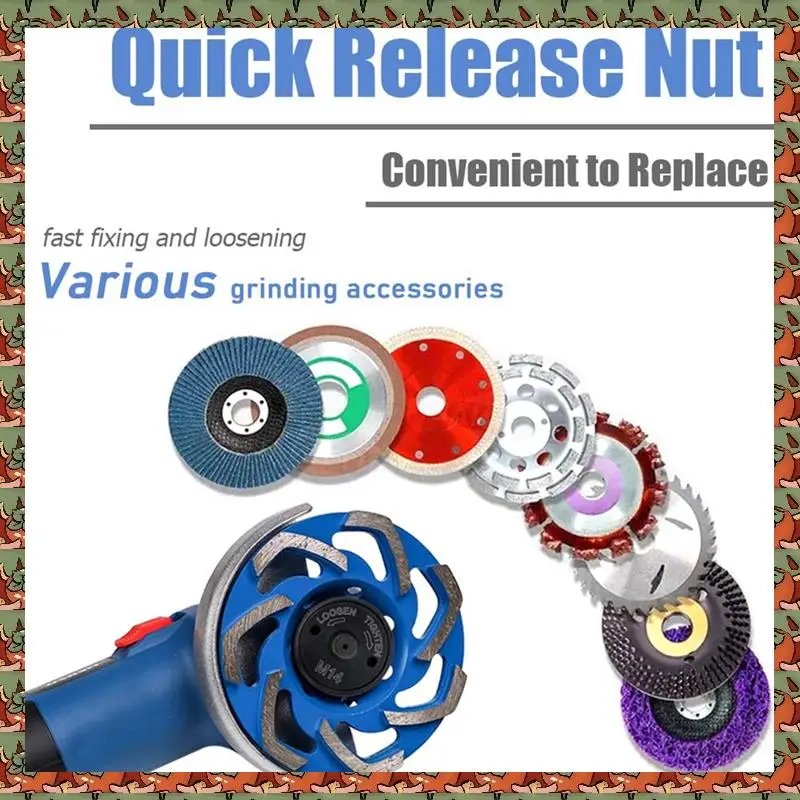 Замена быстроразъемной гайки Швидкоконтактная стопорная фланцевая гайка Стопорная гайка угловой шлифовальной машины - черный
Замена быстроразъемной гайки Швидкоконтактная стопорная фланцевая гайка Стопорная гайка угловой шлифовальной машины - черный