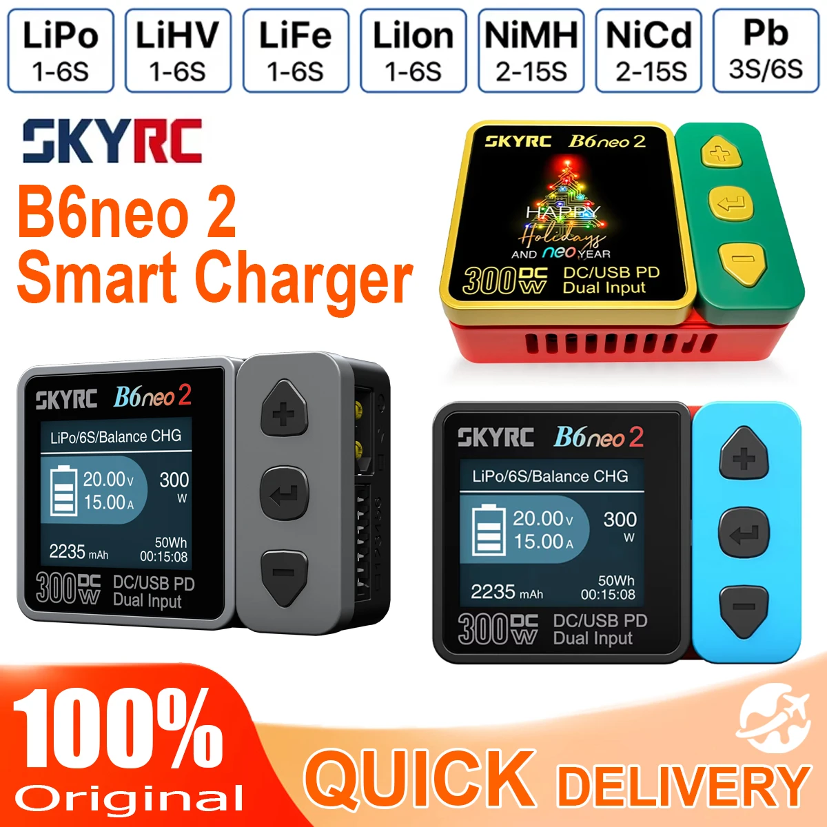 SKYRC B6neo 2 DC300W PD80W Intelligent Balanced Charger LiPo/LiFe/Lilon/LiHV/NiMH/NiCd/Pb Battery Charger
SKYRC B6neo 2 DC300W PD80W Intelligent Balanced Charger LiPo/LiFe/Lilon/LiHV/NiMH/NiCd/Pb Battery Charger