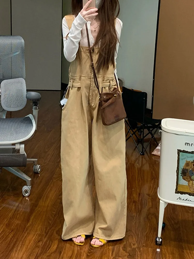 Loose Women's Denim Jeans High Waist Vintage Style Lazy Feel Ground Skimming Overalls Neutral Style Four Seasons Pure Color
Loose Women's Denim Jeans High Waist Vintage Style Lazy Feel Ground Skimming Overalls Neutral Style Four Seasons Pure Color