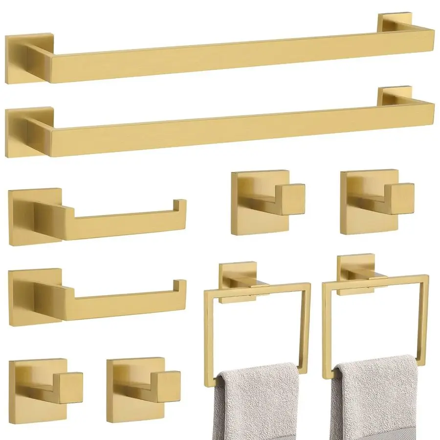 Bathroom Hardware Accessories SetBrushed Gold Towel Bar, Holder amp RacksSUS304 Stainless SteelWall Mounted,23.6Inch
Bathroom Hardware Accessories SetBrushed Gold Towel Bar, Holder amp RacksSUS304 Stainless SteelWall Mounted,23.6Inch