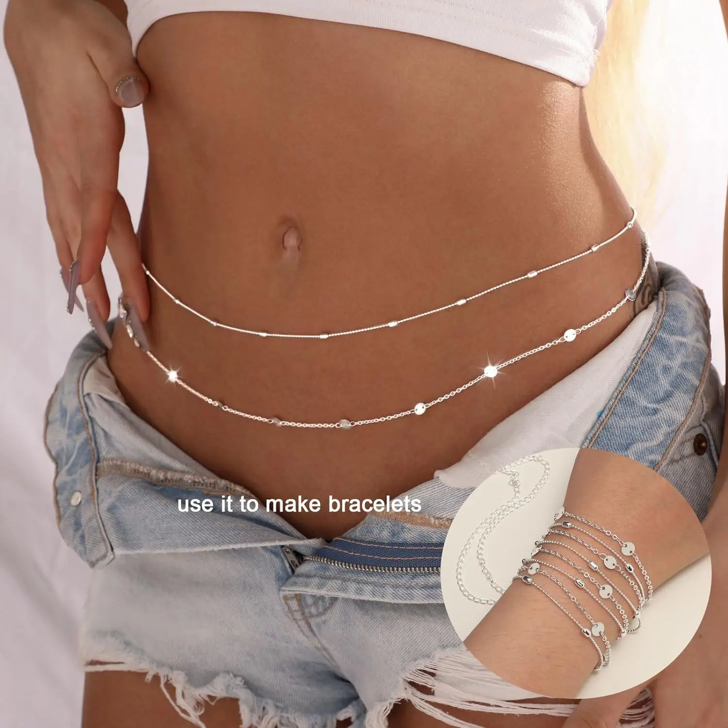 2pcs Popular Love Little Bead Pearl Chain Stainless Steel Double Layer Waist Chain Jewelry Women's Waist Chain
2pcs Popular Love Little Bead Pearl Chain Stainless Steel Double Layer Waist Chain Jewelry Women's Waist Chain