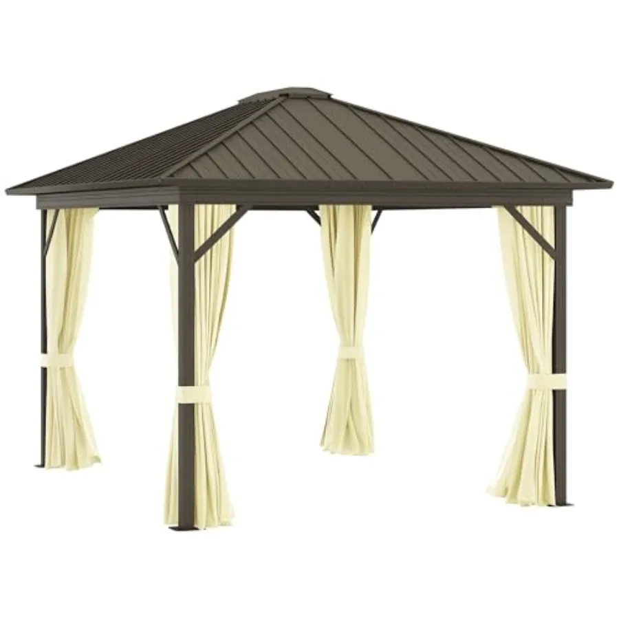 Garden, patio, backyard hardtop gazebo with aluminum frame, cream white color, durable metal single roof and mosquito netting f
Garden, patio, backyard hardtop gazebo with aluminum frame, cream white color, durable metal single roof and mosquito netting f