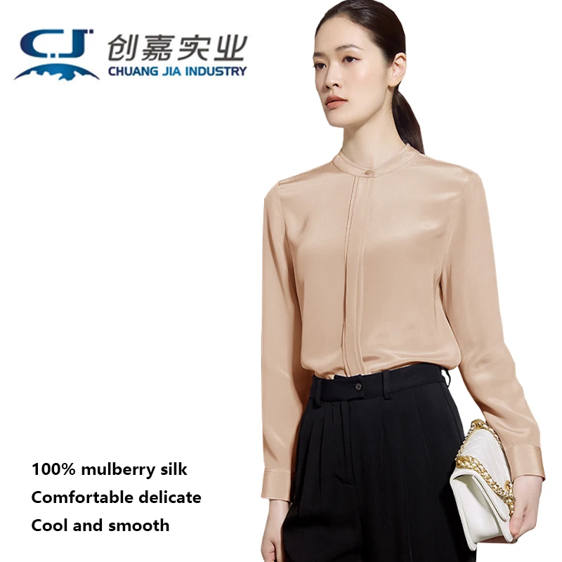 Luxury Mulberry Silk Blouse Navy Blue Silk Stand Collar Blouse Elegant Temperament Business Women Spring and Summer Comfortable
Luxury Mulberry Silk Blouse Navy Blue Silk Stand Collar Blouse Elegant Temperament Business Women Spring and Summer Comfortable
