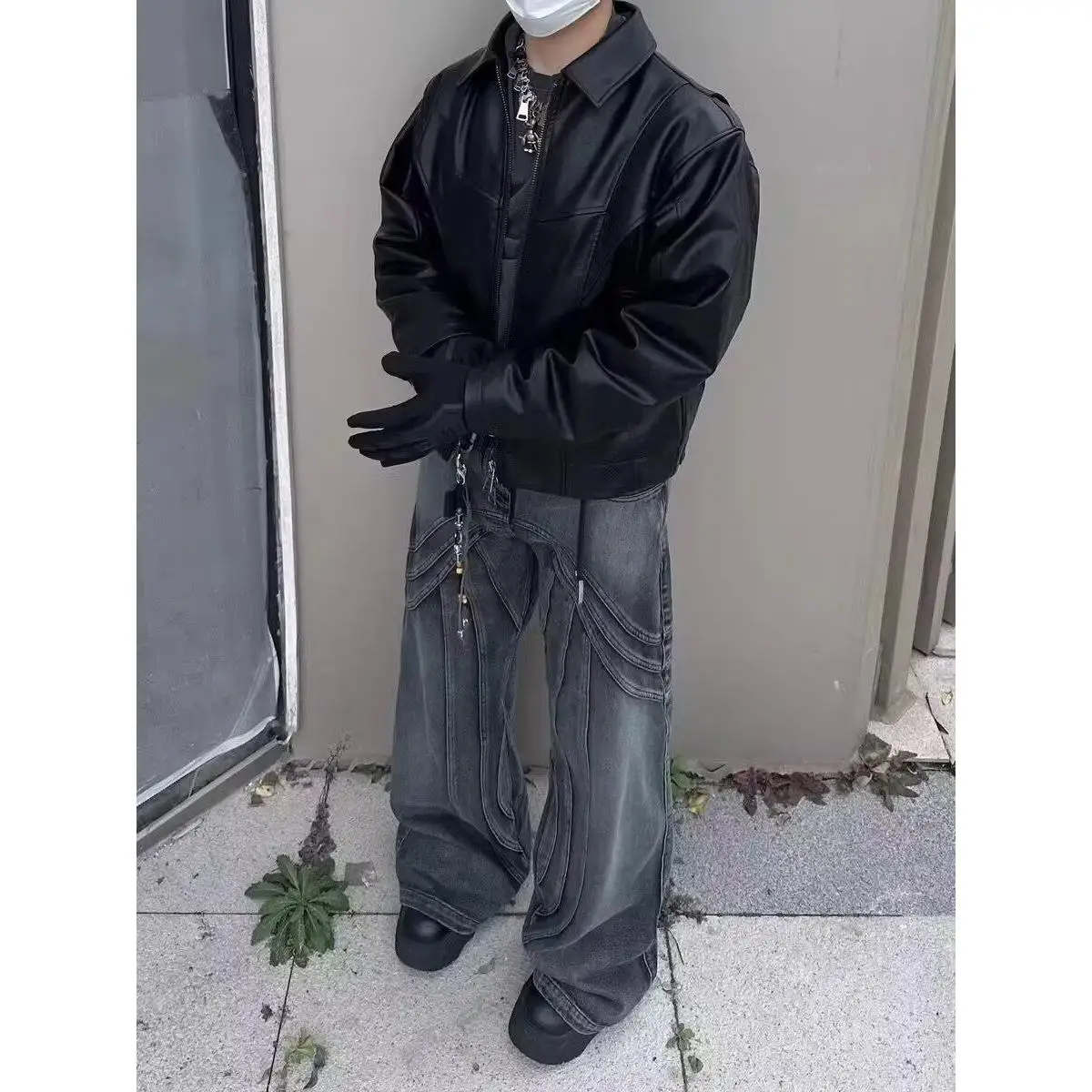 Street Sle Loose Motorcycle Leather Jaet Men's Women's Pilot PU Leather Coat Casual Straight Tube Long Sve Zipper
Street Sle Loose Motorcycle Leather Jaet Men's Women's Pilot PU Leather Coat Casual Straight Tube Long Sve Zipper