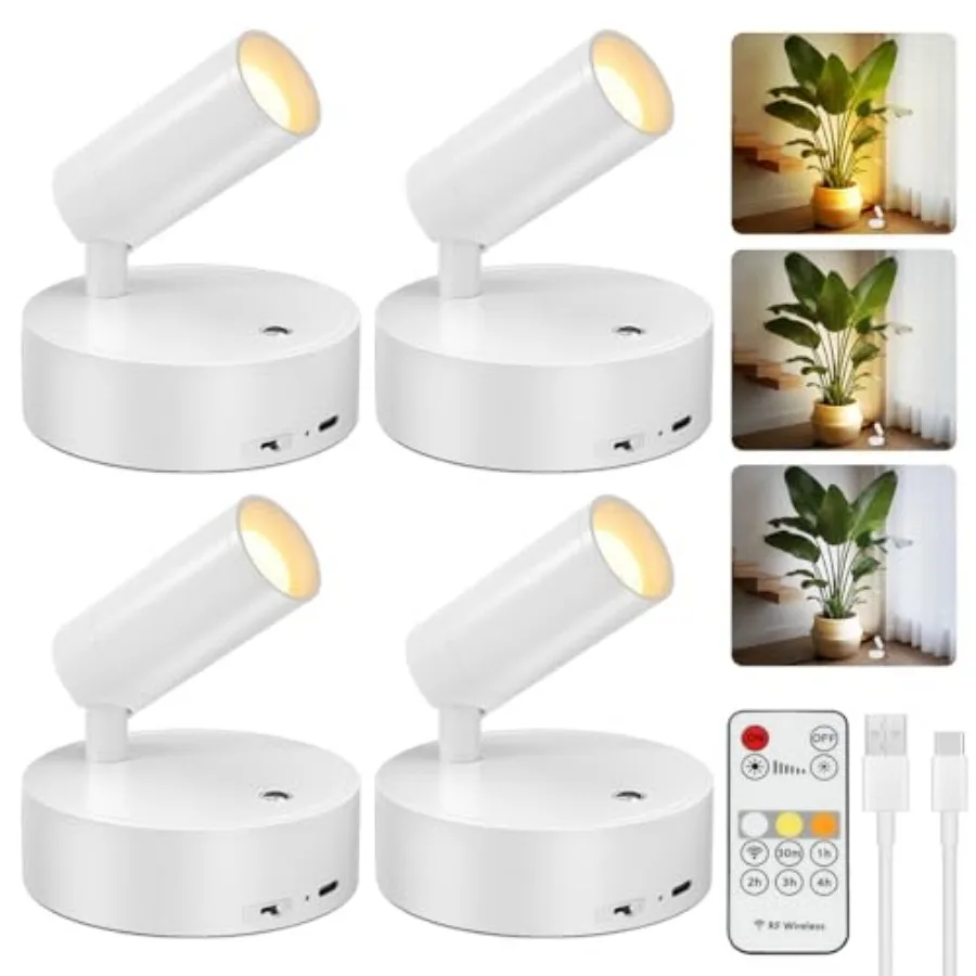 Spot Lights Indoor, 4000mAh Rechargeable Plant Spotlight Indoor with Remote, Battery Operated Picture Lights with Timer Dimmabl
Spot Lights Indoor, 4000mAh Rechargeable Plant Spotlight Indoor with Remote, Battery Operated Picture Lights with Timer Dimmabl