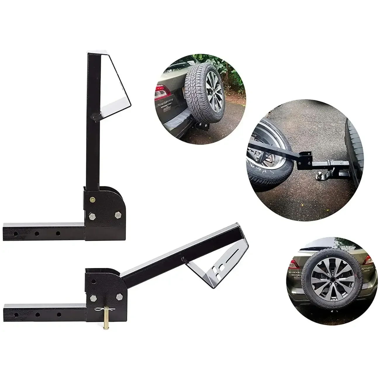 ApolloFront and Back Rear Tailgate Foldable Mount Spare Tire Carrier , black, 2 Inch Standard Receiver
ApolloFront and Back Rear Tailgate Foldable Mount Spare Tire Carrier , black, 2 Inch Standard Receiver