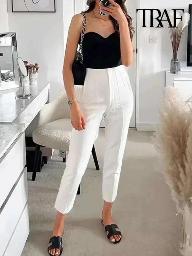 TRAF Women Fashion With Pockets Casual Basic Solid Pants Vintage High Waist Zipper Fly Female Ankle Trousers Pantalones Mujer
TRAF Women Fashion With Pockets Casual Basic Solid Pants Vintage High Waist Zipper Fly Female Ankle Trousers Pantalones Mujer
