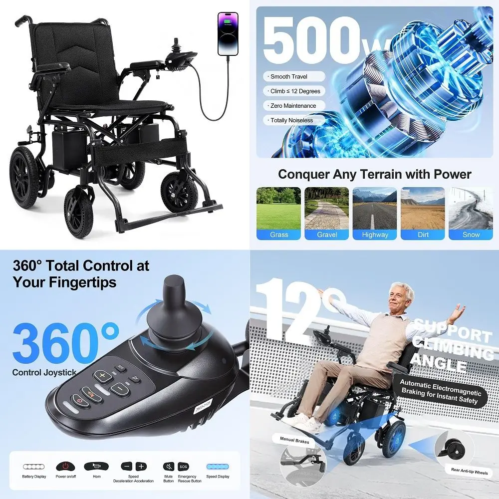 Miles Electric Wheelchair for Adults, Foldable Motorized Wheelchair, Portable Power Wheelchairs for Senior, Black
Miles Electric Wheelchair for Adults, Foldable Motorized Wheelchair, Portable Power Wheelchairs for Senior, Black