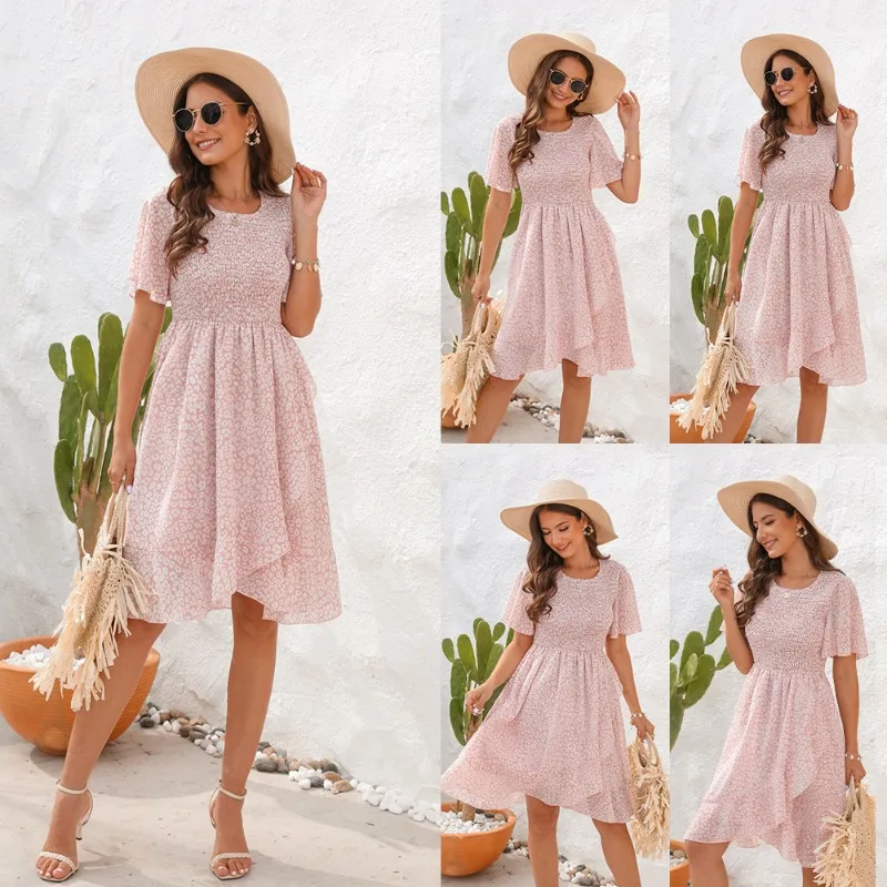 Multi Color Slim Fit Chiffon Printed Dress Short Sleeved Summer Vacation Travel Dress Temperament Round Neck Women's Long Skirt
Multi Color Slim Fit Chiffon Printed Dress Short Sleeved Summer Vacation Travel Dress Temperament Round Neck Women's Long Skirt