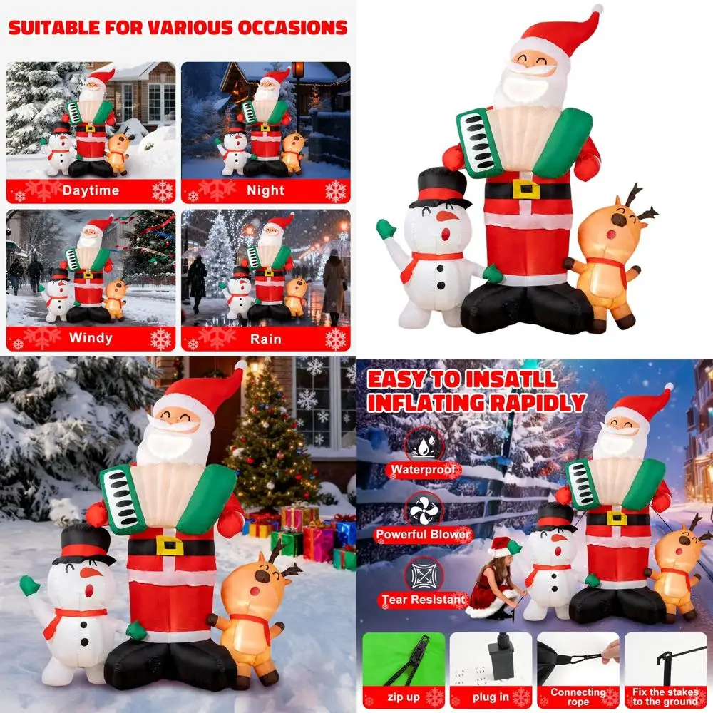 Рождественский надувной рождественский аккордеон высотой 8 футов с Санта-Клаусом, снеговиком и лосем, светодиодной подсветкой для пения и игр
Рождественский надувной рождественский аккордеон высотой 8 футов с Санта-Клаусом, снеговиком и лосем, светодиодной подсветкой для пения и игр