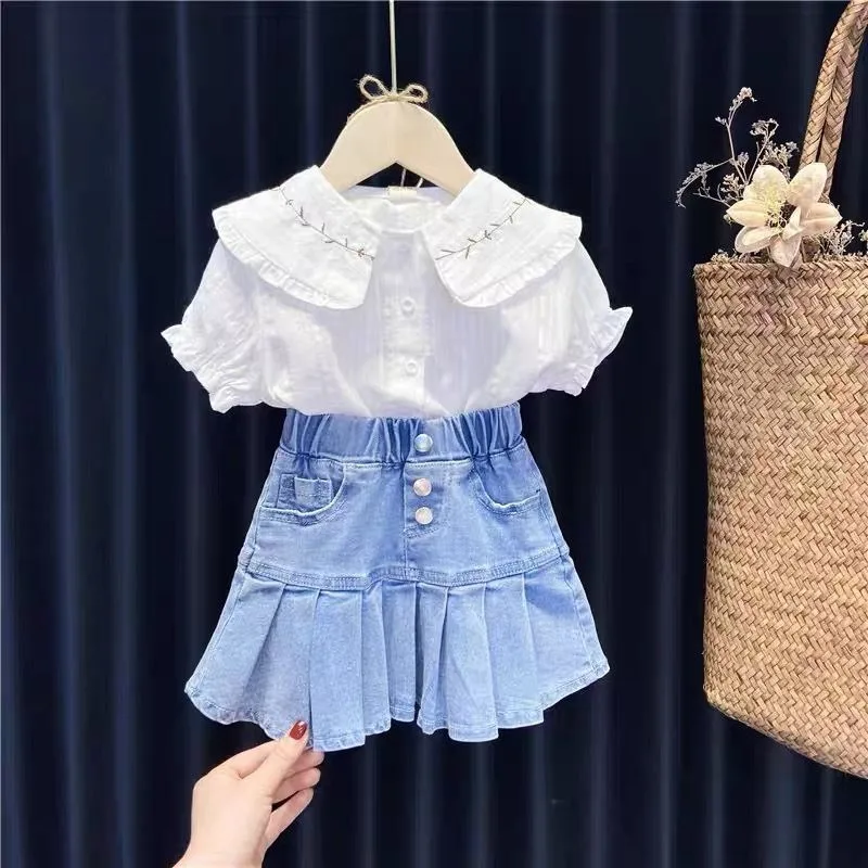 2-9 Years Girls Summer Clothes Set 2 Pcs Short Sleeved Shirt And Short Skirt Suit Children Costume Kids Outfits Babys Clothing
2-9 Years Girls Summer Clothes Set 2 Pcs Short Sleeved Shirt And Short Skirt Suit Children Costume Kids Outfits Babys Clothing