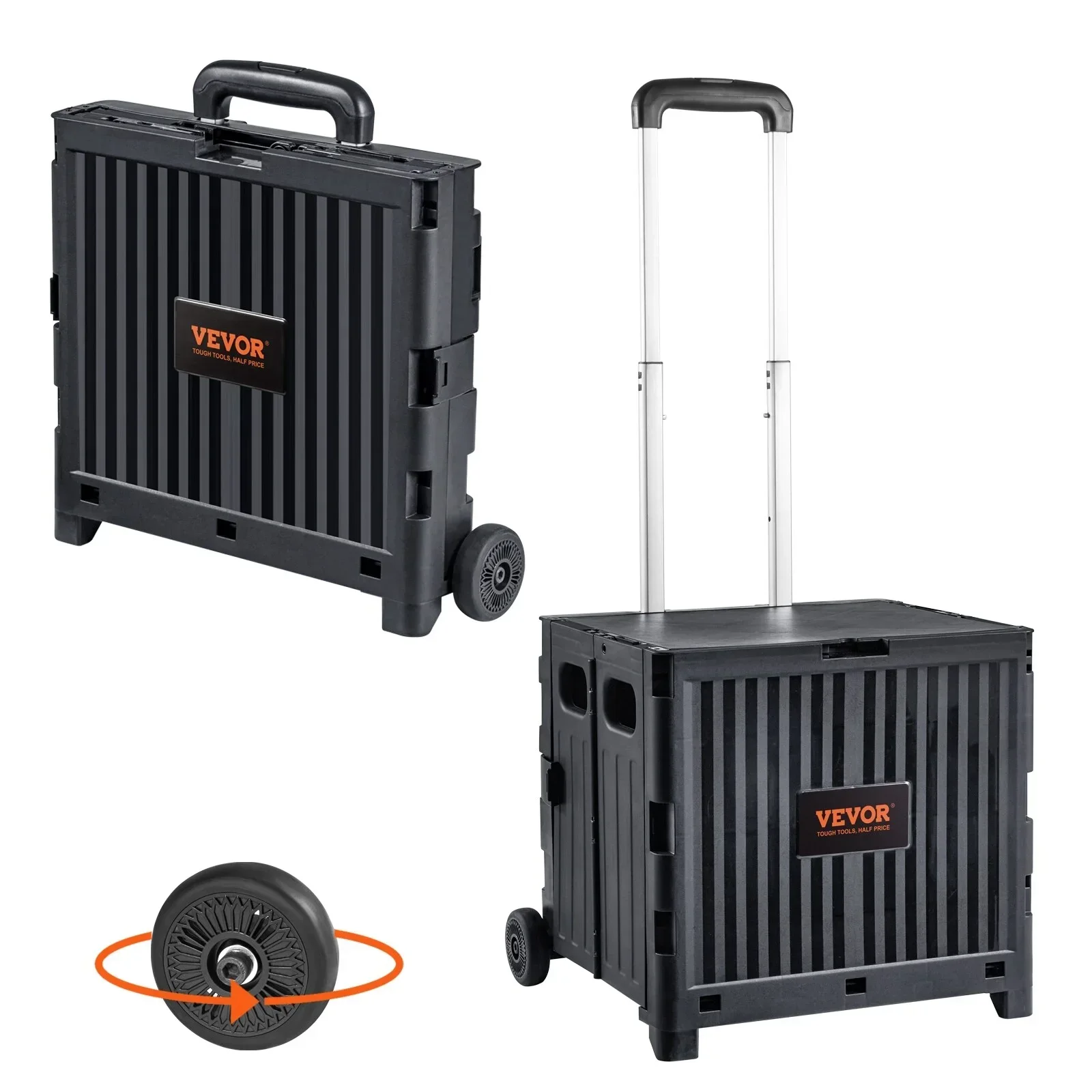 Black 80-110lbs Load Folding Portable Rolling Handcart with Heavy Duty Telescoping Handle 2 Wheels for Travel Shopping 80lbs
Black 80-110lbs Load Folding Portable Rolling Handcart with Heavy Duty Telescoping Handle 2 Wheels for Travel Shopping 80lbs