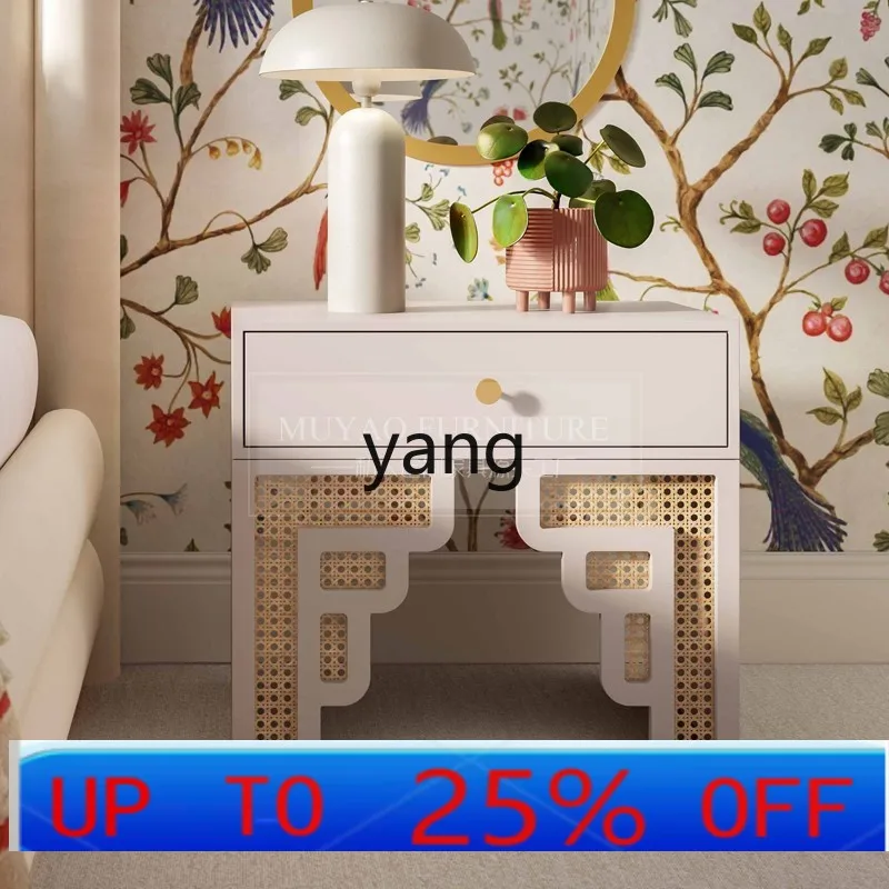 LH Retro Solid Wood Rattan Bedroom Storage Dopamine Color Bedside Cabinet
LH Retro Solid Wood Rattan Bedroom Storage Dopamine Color Bedside Cabinet