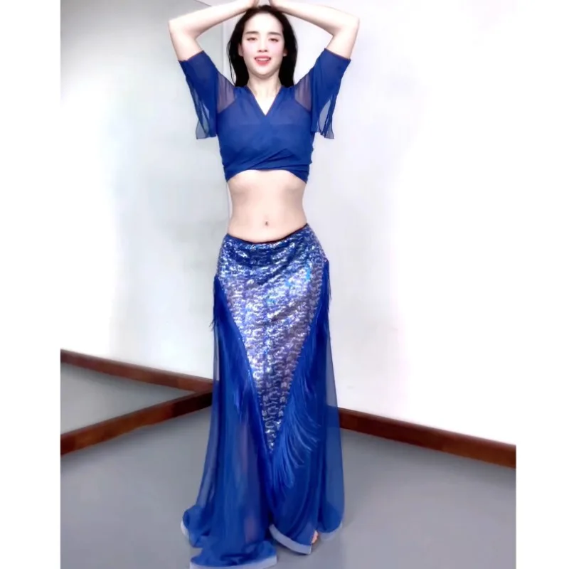 Customized Belly Dance Costumes New Set Performance Dress Class Dress Sexy Temperament Fairy Practice Blue Sequin Tassel Dress
Customized Belly Dance Costumes New Set Performance Dress Class Dress Sexy Temperament Fairy Practice Blue Sequin Tassel Dress