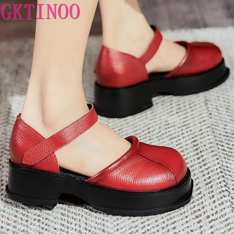 GKTINOO Platform Sandals Women Hook&Loop Round Toe Genuine Leather Roman Casual Thick Soled Summer Ladies Shoes
GKTINOO Platform Sandals Women Hook&Loop Round Toe Genuine Leather Roman Casual Thick Soled Summer Ladies Shoes