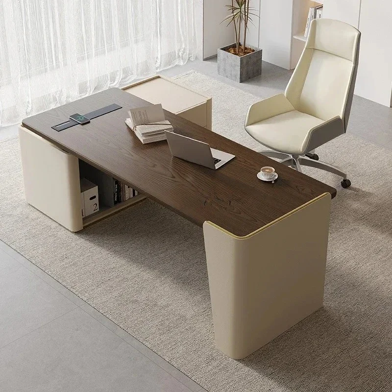 Italian simple high-end corner computer desk L-shaped solid wood side cabinet integrated
Italian simple high-end corner computer desk L-shaped solid wood side cabinet integrated