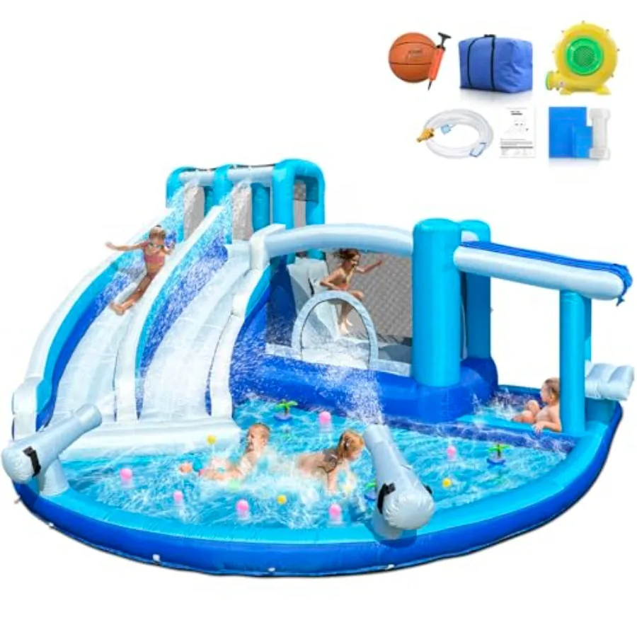 Backyard party inflatable water slide for kids 3-12: 7-in-1 store-themed, PVC vinyl, blue/red, dual wet/dry use with UL-certifi
Backyard party inflatable water slide for kids 3-12: 7-in-1 store-themed, PVC vinyl, blue/red, dual wet/dry use with UL-certifi