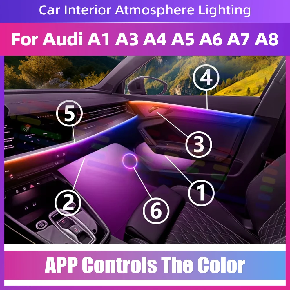 For Audi A1 A3 A4 A5 A6 A7 A8 64S RGB Symphony Car LED Interior Ambient Light Enhance the Driving Experience Upgrade Atmosphere
For Audi A1 A3 A4 A5 A6 A7 A8 64S RGB Symphony Car LED Interior Ambient Light Enhance the Driving Experience Upgrade Atmosphere