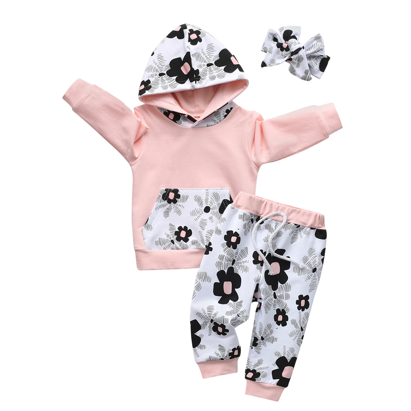 Casual Toddler Baby Girls 3PCS Tracksuit Set Thin Cotton Long Sleeve Hooded Top with Pocket and Printed Pants with Hairband
Casual Toddler Baby Girls 3PCS Tracksuit Set Thin Cotton Long Sleeve Hooded Top with Pocket and Printed Pants with Hairband