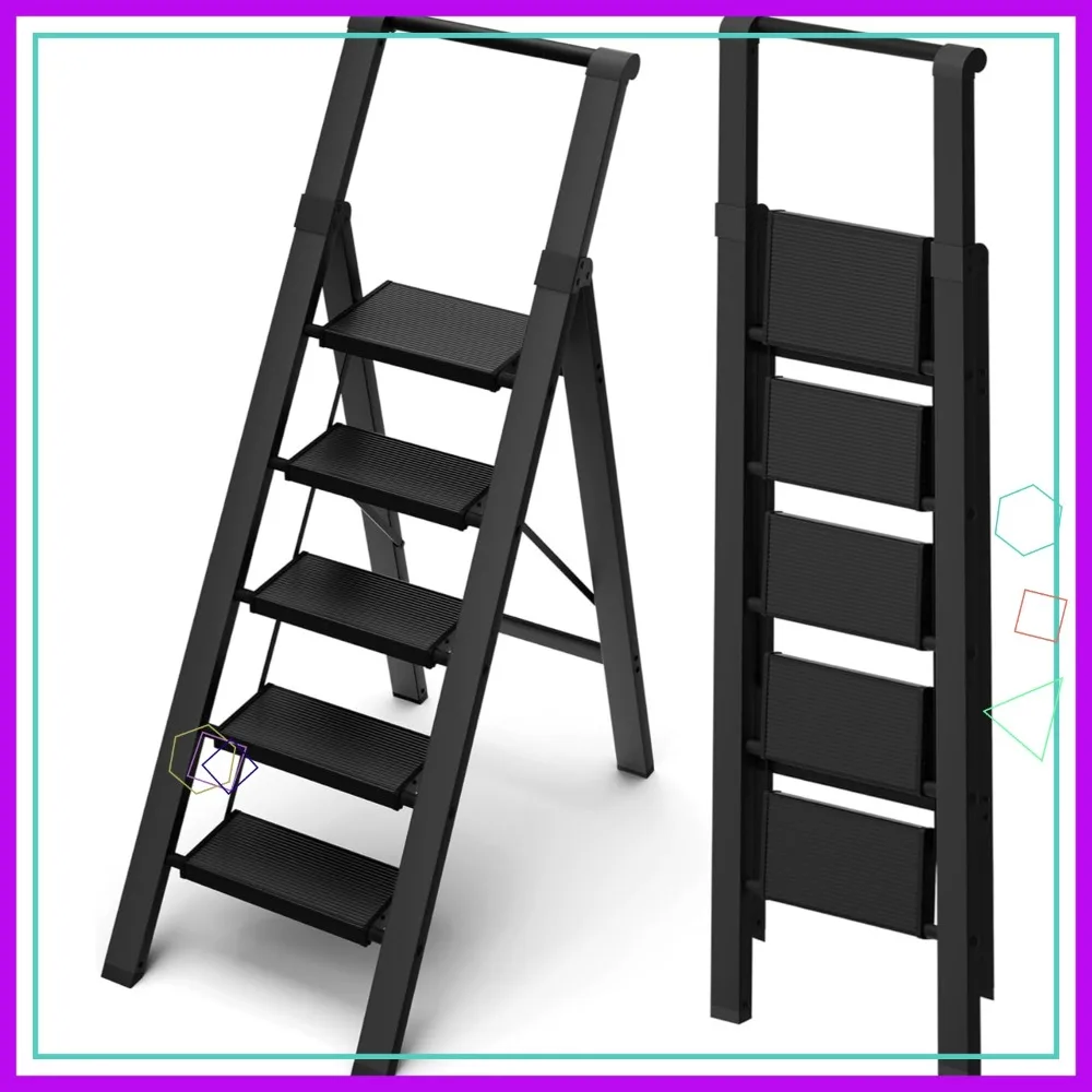 Lightweight Folding Step Stool, 330lbs Capacity Aluminum Ladder with Handgrip for Home Office Kitchen
Lightweight Folding Step Stool, 330lbs Capacity Aluminum Ladder with Handgrip for Home Office Kitchen