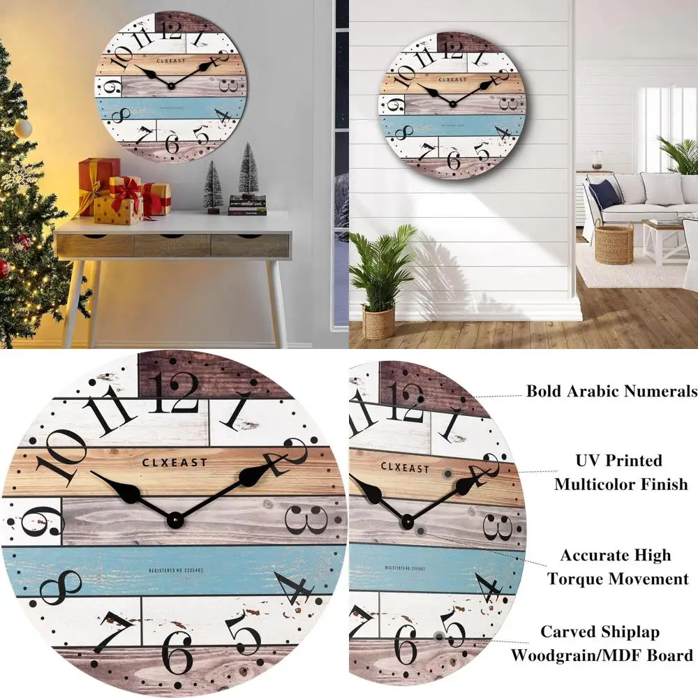24 Inch Multicolor Woodgrain Wall Clock - Large Farmhouse Style, Perfect for Coastal Beach Nautical Living Rooms, Ideal Housewar
24 Inch Multicolor Woodgrain Wall Clock - Large Farmhouse Style, Perfect for Coastal Beach Nautical Living Rooms, Ideal Housewar