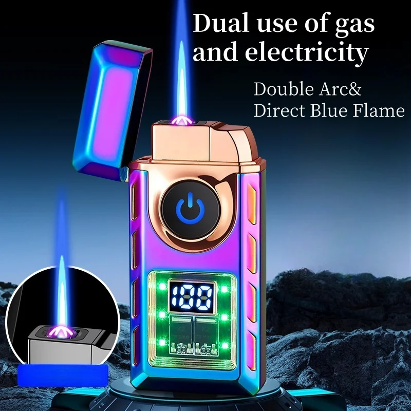 Gas Electric Dual Flame Lighter Intelligent Digital Display Pulse Dual Arc Touch Induction LED Light Outdoor Cigarette Lighter
Gas Electric Dual Flame Lighter Intelligent Digital Display Pulse Dual Arc Touch Induction LED Light Outdoor Cigarette Lighter