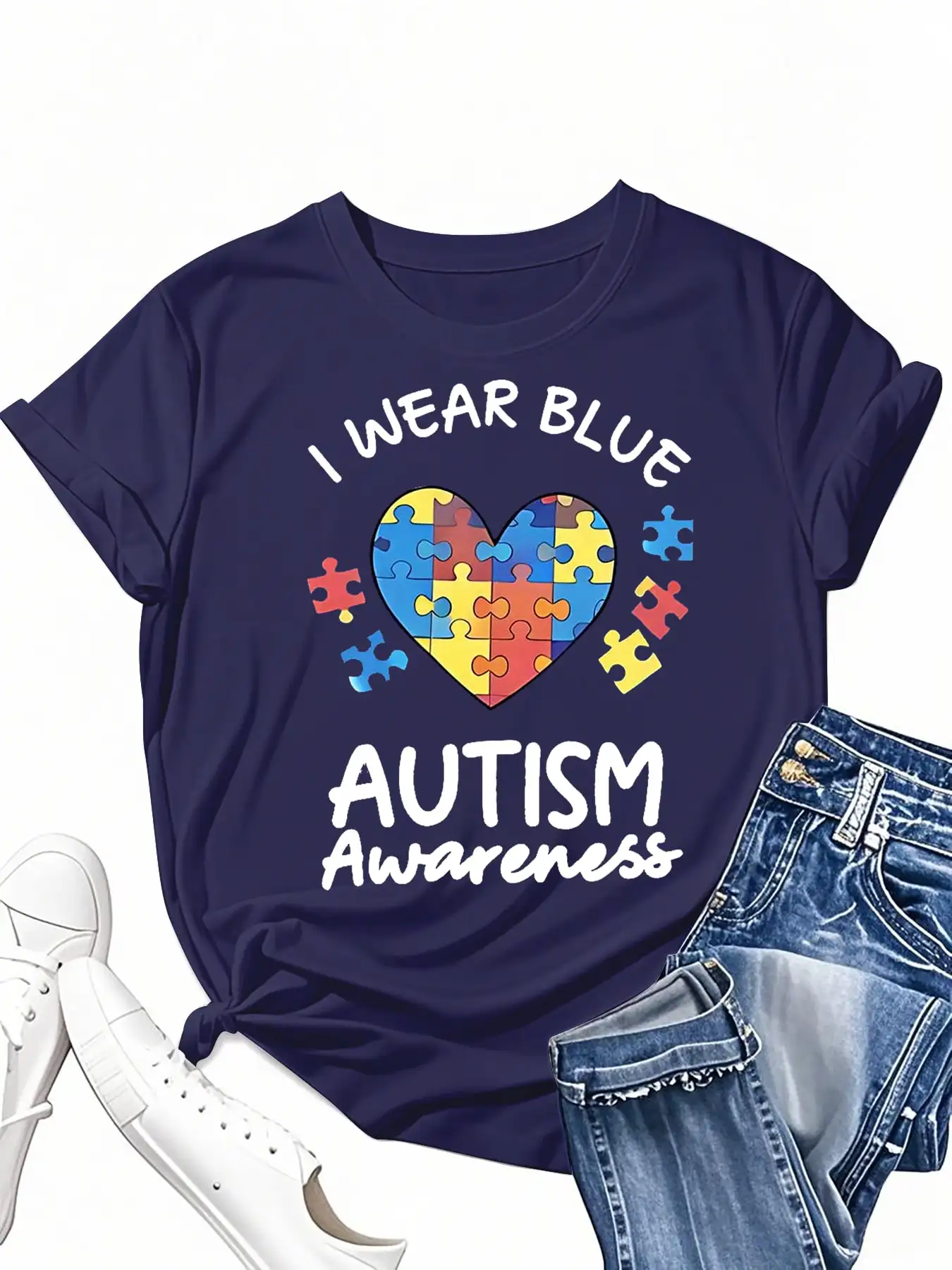 Топы больших размеров, женская одежда, кампания осведомленности об аутизме, синяя футболка с короткими рукавами и принтом, летние наряды
Топы больших размеров, женская одежда, кампания осведомленности об аутизме, синяя футболка с короткими рукавами и принтом, летние наряды